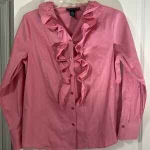 Dialogue size medium, long sleeve blouse with ruffles